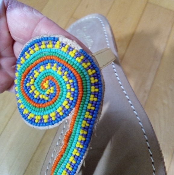 Seychelles seed bead toe wrap leather sandals women's size 8.5 GUC - Picture 4 of 5